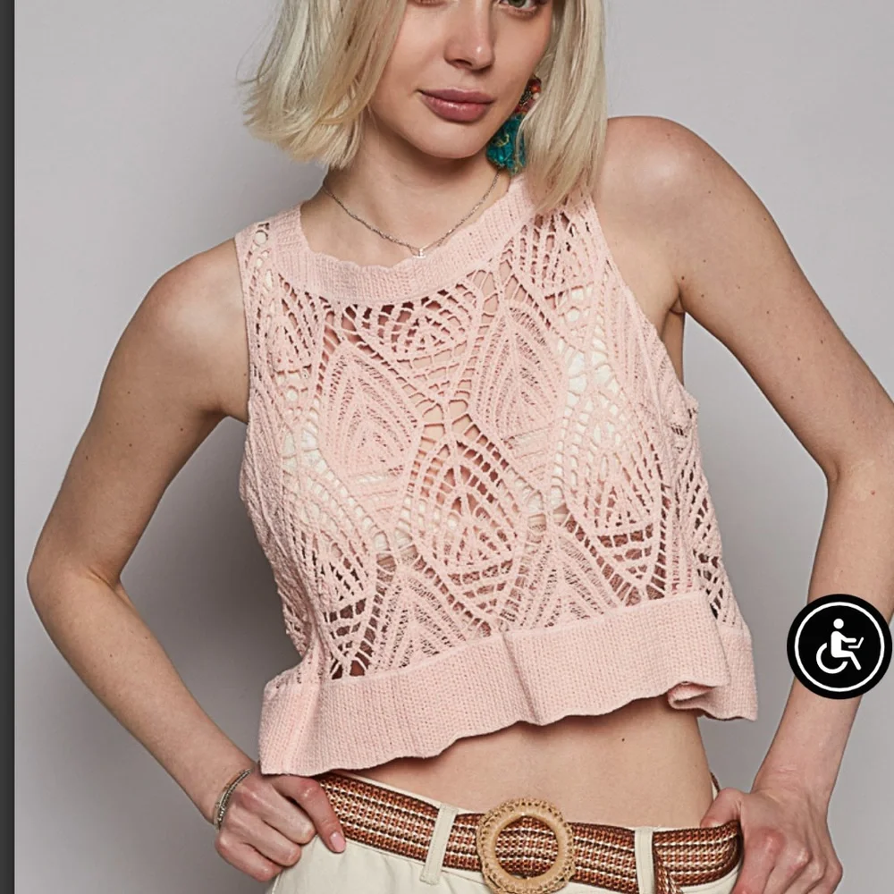 Bohemian POL Embroidered Crop Tank Top NWT - Picture 4 of 4